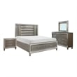 Pemberly Row 4Pc Queen Bedroom Set with LED Headboard & Mirror Trim in Silver