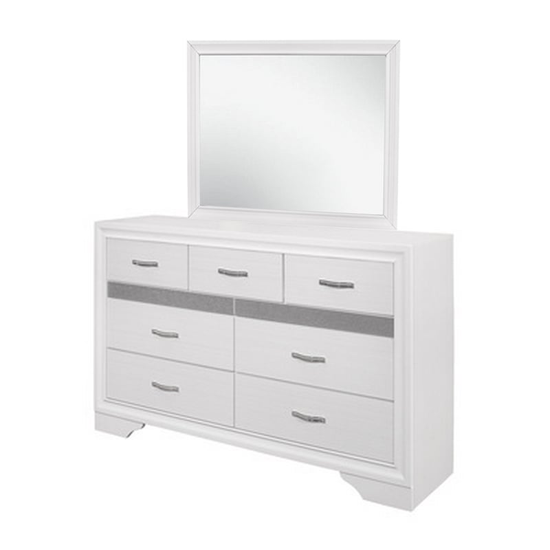 Pemberly Row 4Pc Queen Bedroom Set w/ Channel Tufted Headboard in Silver & White