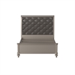 Pemberly Row Queen Bed with Button Tufted Faux Leather Headboard in Silver