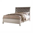 Pemberly Row Queen Bed with Button Tufted Faux Leather Headboard in Silver