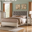 Pemberly Row Queen Bed with Button Tufted Faux Leather Headboard in Silver