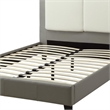Pemberly Row Eastern King Bed with Faux Leather Pillow Panel Headboard in Gray