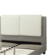 Pemberly Row Eastern King Bed with Faux Leather Pillow Panel Headboard in Gray