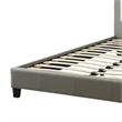 Pemberly Row Eastern King Bed with Faux Leather Pillow Panel Headboard in Gray
