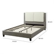 Pemberly Row Eastern King Bed with Faux Leather Pillow Panel Headboard in Gray