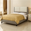 Pemberly Row Eastern King Bed with Faux Leather Pillow Panel Headboard in Gray