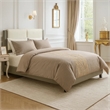 Pemberly Row 5Pc Queen Bedroom Set with Tufted Headboard & Gold Accents in Brown
