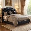 Pemberly Row Faux Leather Eastern King Bed with Tufted Headboard in Black