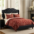 Pemberly Row Faux Leather Upholstered Queen Bed with Tufted Headboard in Black