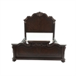 Pemberly Row Carved Queen Wooden Bed with Camelback Headboard in Dark Walnut