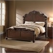 Pemberly Row Carved Queen Wooden Bed with Camelback Headboard in Dark Walnut