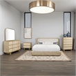 Pemberly Row 5 Pc Queen Bedroom Set with Resin Cane & USB Charging in Beige Oak