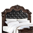 Pemberly Row King Bed with Camelback Tufted Headboard & Floral Carvings in Brown