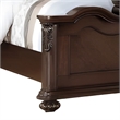 Pemberly Row King Bed with Camelback Tufted Headboard & Floral Carvings in Brown