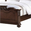 Pemberly Row Queen Bed w/ Camelback Tufted Headboard & Floral Carvings in Walnut