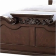 Pemberly Row Queen Bed w/ Camelback Tufted Headboard & Floral Carvings in Walnut