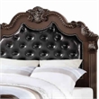 Pemberly Row Queen Bed w/ Camelback Tufted Headboard & Floral Carvings in Walnut