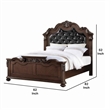 Pemberly Row Queen Bed w/ Camelback Tufted Headboard & Floral Carvings in Walnut