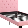 Pemberly Row Twin Bed with Faux Leather Tufted Headboard in Pink