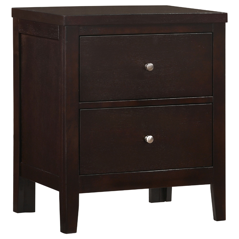 Pemberly Row 4Pc Queen Bedroom Set w/ Padded Panel Headboard in Cappuccino Brown