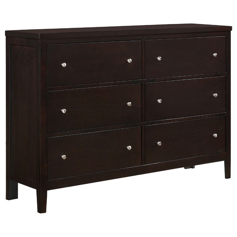 Pemberly Row 4Pc Queen Bedroom Set w/ Padded Panel Headboard in Cappuccino Brown