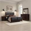 Pemberly Row 4Pc Queen Bedroom Set w/ Padded Panel Headboard in Cappuccino Brown