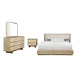Pemberly Row 4 Pc Queen Bedroom Set with Resin Cane & USB Charging in Beige Oak