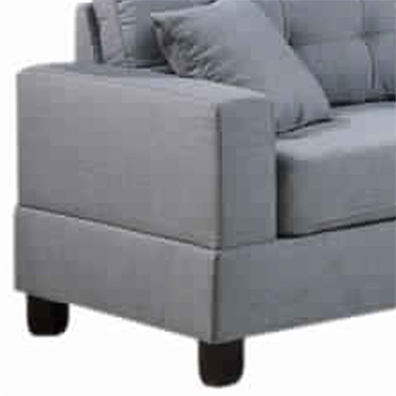 Pemberly Row 2 Pc Sofa and Loveseat Set with Accent Tufting and Pillows in Gray