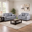 Pemberly Row 2 Pc Sofa and Loveseat Set with Accent Tufting and Pillows in Gray
