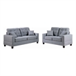 Pemberly Row 2 Pc Sofa and Loveseat Set with Accent Tufting and Pillows in Gray