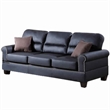 Pemberly Row 2 Piece Bonded Leather Sofa and Loveseat Set with Pillows in Black