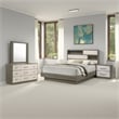 Pemberly Row 4 Pc Queen Bedroom Set with Bookcase Headboard in Oak Gray & Brown