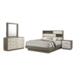 Pemberly Row 4 Pc Queen Bedroom Set with Bookcase Headboard in Oak Gray & Brown