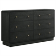 Pemberly Row 5Pc Queen Bedroom Set with Padded Headboard & Gold Accents in Black