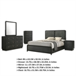 Pemberly Row 5Pc Queen Bedroom Set with Padded Headboard & Gold Accents in Black