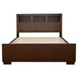 Pemberly Row 5 Piece Queen Bedroom Set with LED Bookcase Headboard in Dark Brown