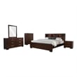 Pemberly Row 5 Piece Queen Bedroom Set with LED Bookcase Headboard in Dark Brown