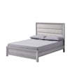 Pemberly Row Full Bed with Channel Tufted Headboard & Slatted Base in Gray