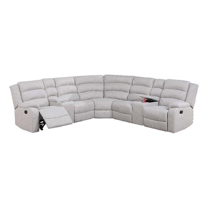 Pemberly Row 3 Pc L Shape Manual Reclining Sectional with Cup Holders in White