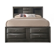 Pemberly Row Queen Storage Bed w/ 8 Drawers & Bookcase Headboard - Grayish Brown