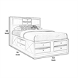 Pemberly Row Queen Storage Bed w/ 8 Drawers & Bookcase Headboard - Grayish Brown