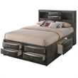 Pemberly Row Queen Storage Bed w/ 8 Drawers & Bookcase Headboard - Grayish Brown