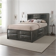 Pemberly Row Queen Storage Bed w/ 8 Drawers & Bookcase Headboard - Grayish Brown