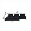 Pemberly Row 5Pc Modular Sectional w/ 2 Ottomans & Tufted Seating - Black Velvet