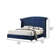 Pemberly Row King Wingback Bed with Bling Button Tufting & Nailhead Trim in Blue
