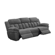 Pemberly Row 99 Inch Dual Power Recliner Sofa with Channel Tufted Back in Gray