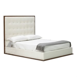 Pemberly Row King Platform Bed with Button Tufted Faux Leather Headboard