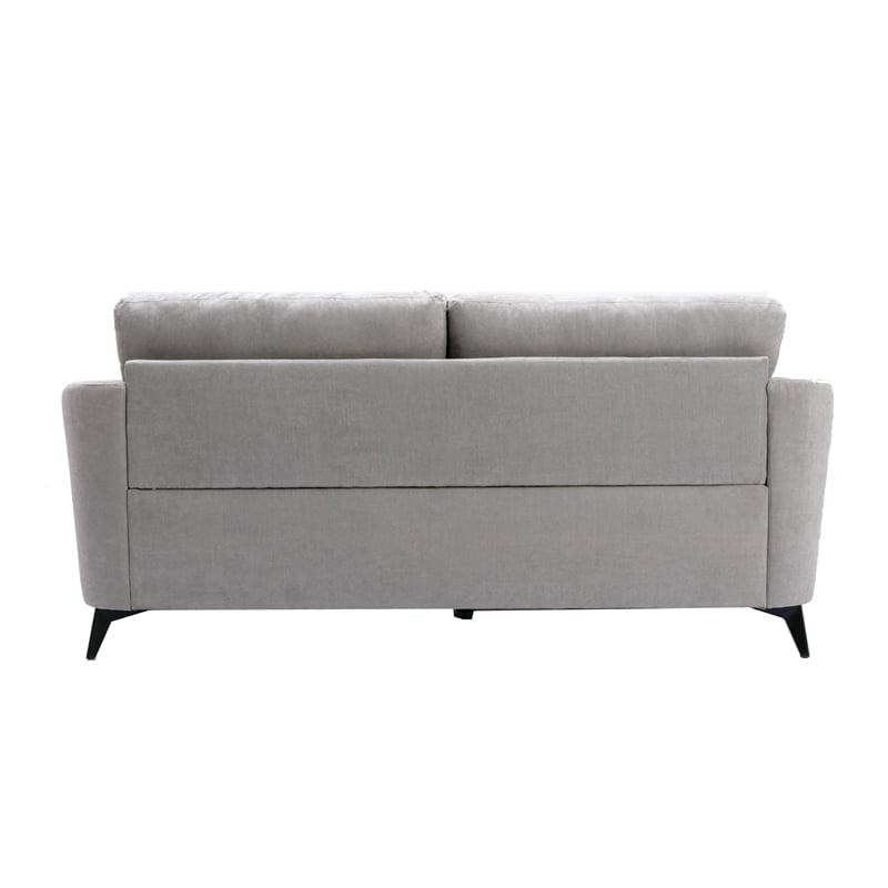 Pemberly Row 3Pc Sofa Loveseat & Chair Set with Tufted Cushions in Gray Velvet