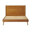 Pemberly Row California King Bed w/ Slat Panel Headboard in Natural Brown Acacia