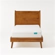 Pemberly Row Twin Size Bed w/ Slat Panel Headboard in Natural Brown Acacia Wood